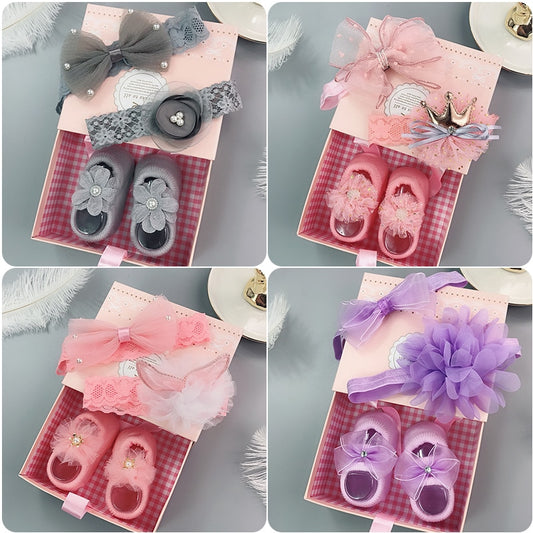 3Pcs/Set Newborn Baby Headband+Sock