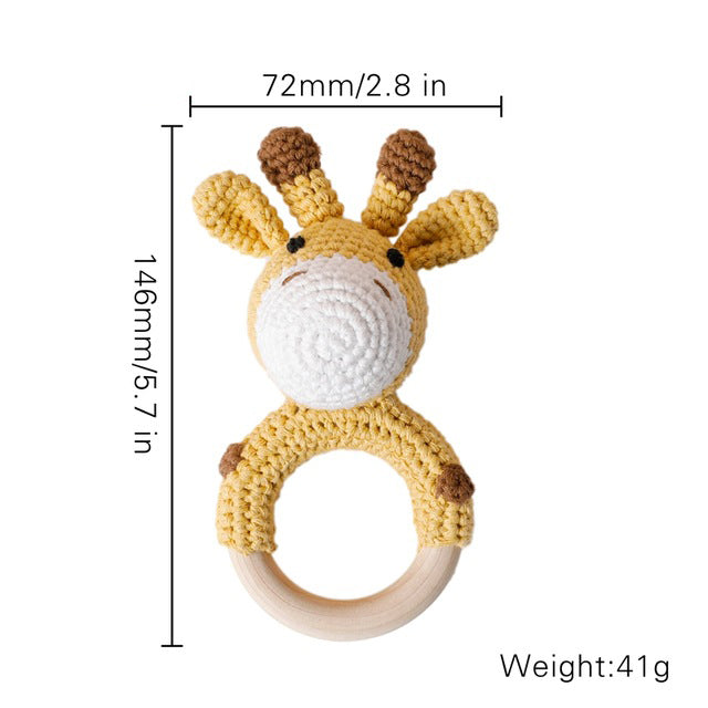 Baby Rattle Toys Wooden Teether Crochet