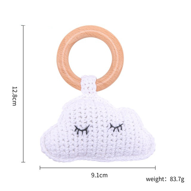 Baby Rattle Toys Wooden Teether Crochet