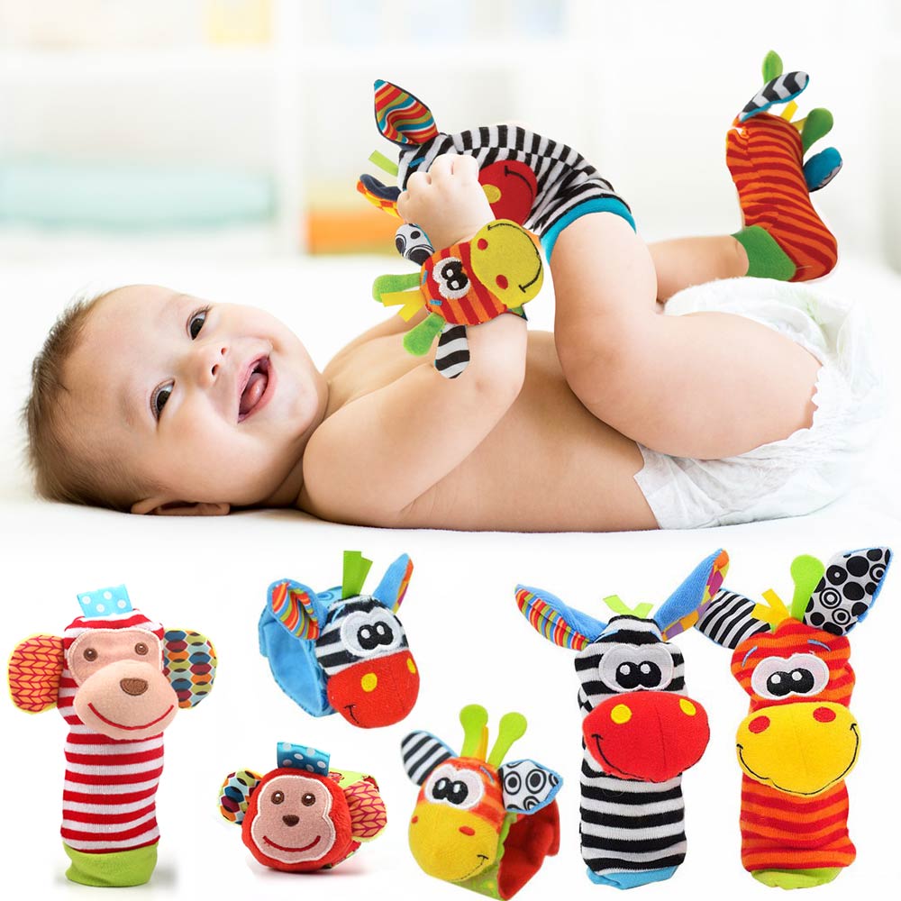 Plush Socks Wrist Strap Rattles Baby Toys